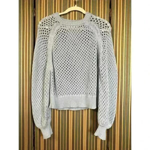 Stylish Light Blue Open Knit Sweater Casual Chic Layering Piece